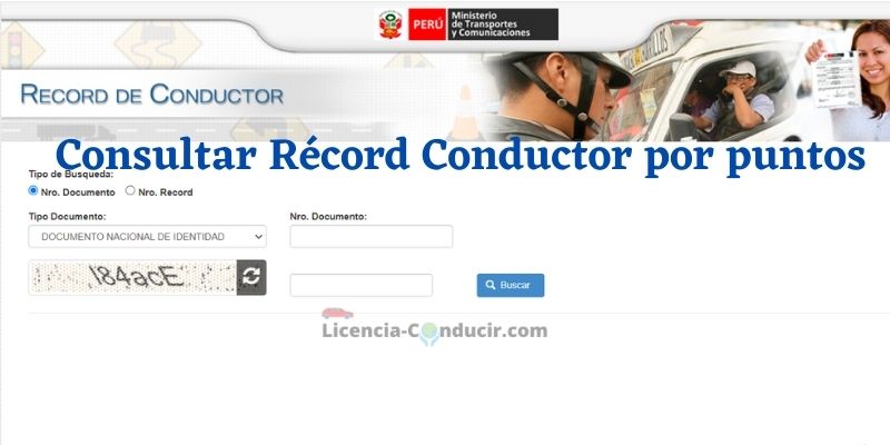 peru Consultar Récord Conductor por puntos