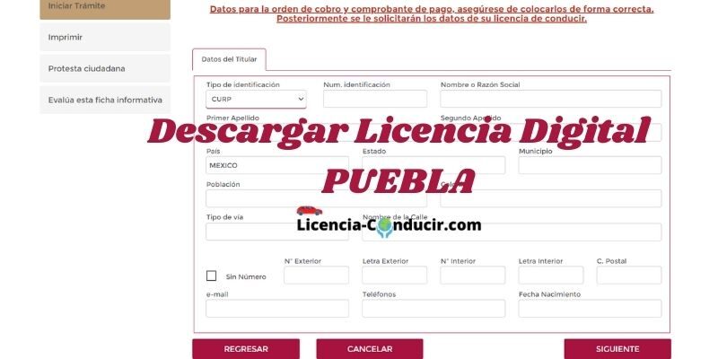 Descargar Licencia Digital PUEBLA